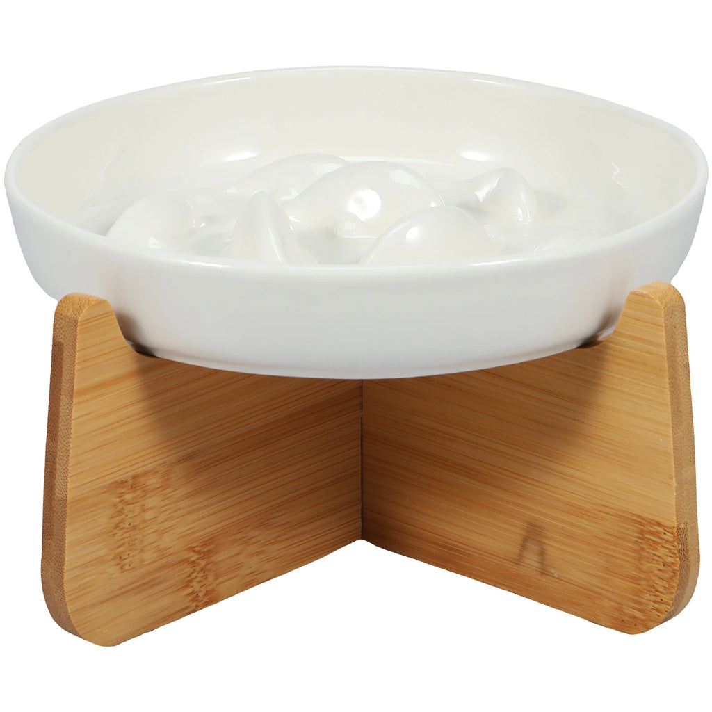 Gamelle Surélevée En Céramique Pour Chat – Support Bois, Anti-Vomissement