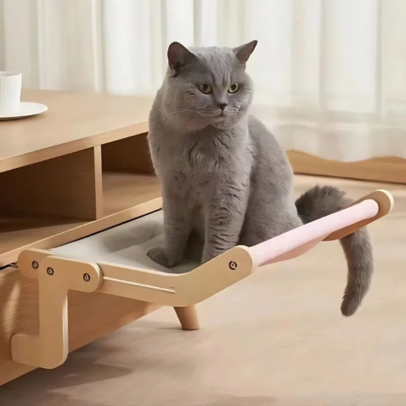 Hamac De Fenêtre En Bois Pour Chat – Perchoir Suspendu