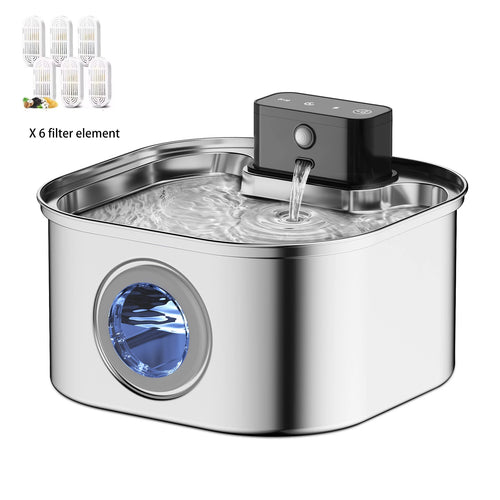 Fontaine À Eau Inox 3.2L Pour Chat - Sans Fil, Silencieuse, Capteur De Mouvement