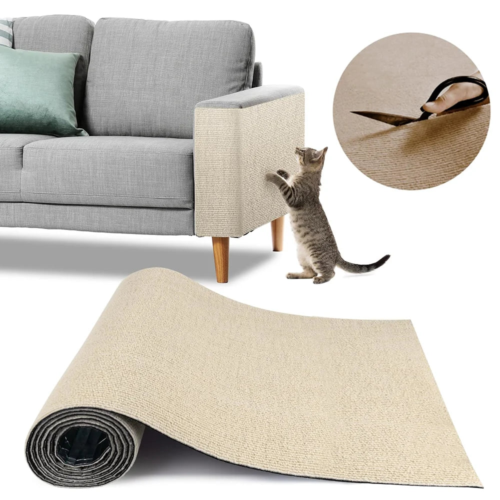 4 Sizes Self-Adhesive Cat Scratcher Sofa Protector Cats Scratcher Pad Board Protection Trimmable Carpet DIY Cat Scratch Mat