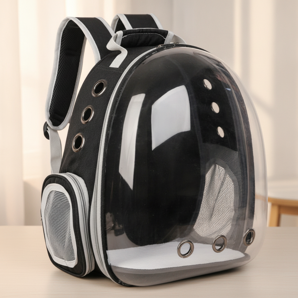 Sac de transport bulle Félia noir, hublot panoramique